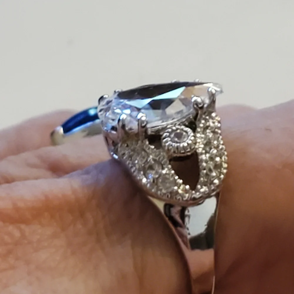 Sterling Silver Pear Shape Cz Ring